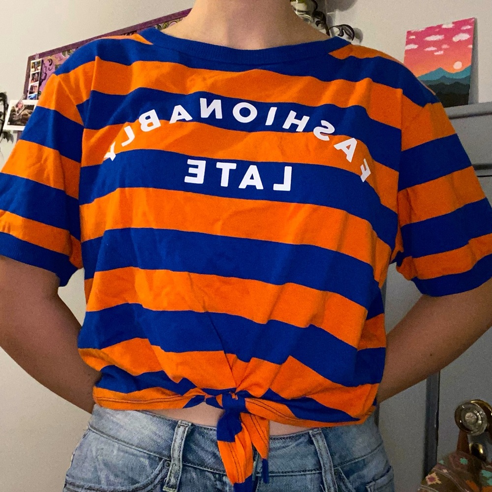 Striped, cropped shirt